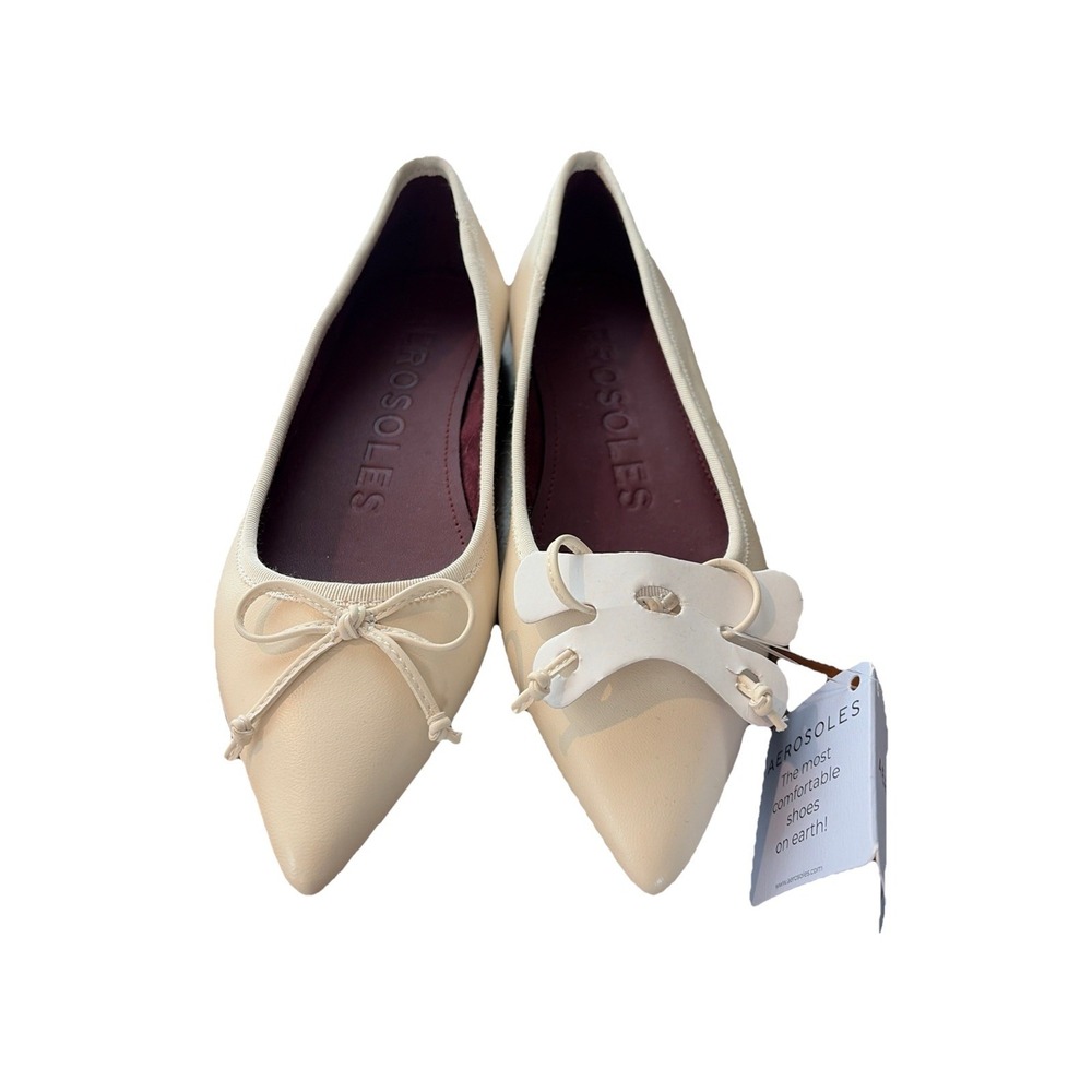Aerosoles Women's Shoes Ivory Leather Dumas Ballet Flats Size 5.5 New